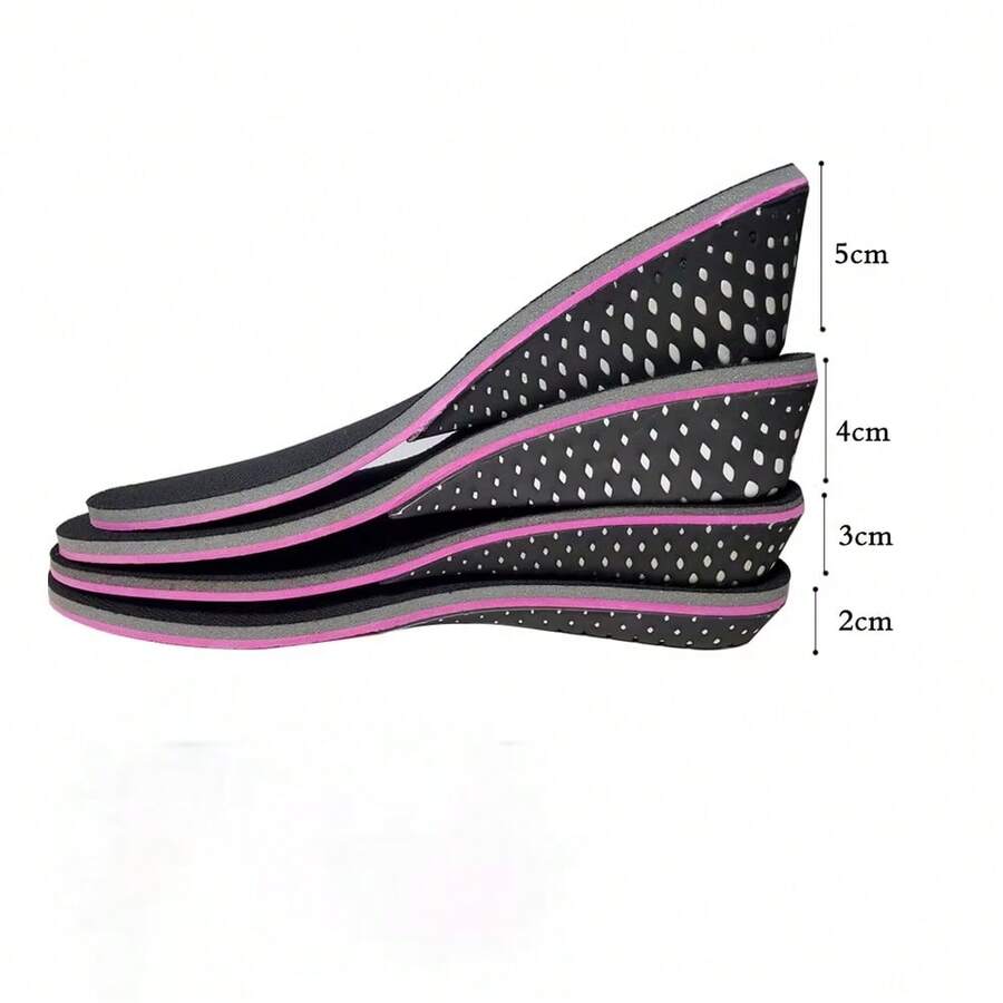 Invisible Height Increasing Insoles For Men And Women, EVA Memory Foam Heel Lift 2/3/4/5cm - Black - View 1