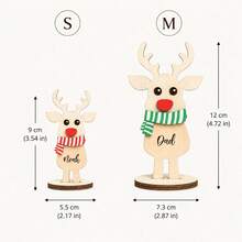 Custom Reindeer Wooden Table Decor With Name, Personalized Christmas Desktop Ornament, Rustic Holiday Style, Customized Reindeer Standing Decor, Customizable Name Christmas Decoration, Christmas Party Table Accent, Holiday Gift, Family, Friend - Multicolor - View 2