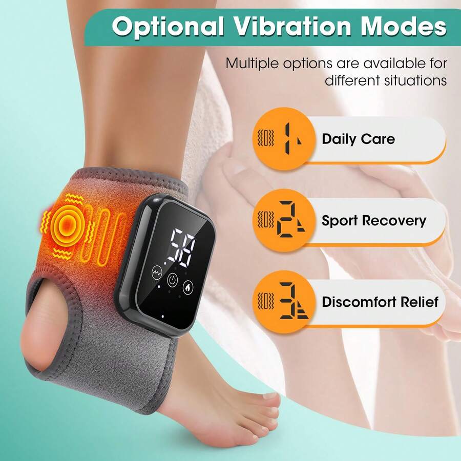 1/2pcs Portable Foot Massager With LCD Touch Screen - Visualized Temperature Ankle Heater, 2000mAh Large Capacity Battery, 3 Vibration Levels + 3 Heating Levels, Adjustable Intensity, Smart Timer, Type-C Charging Port Design, Suitable For Office, Long Standing, Sports Enthusiasts, A Unique Holiday, Birthday Gift Choice