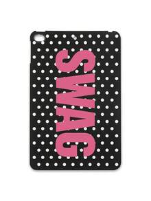 1pc Y2K Millennium Hot Girl Style Black Background White Polka Dot SWAG Fuchsia English Print Tablet Protective Case, Ins Influencer Cool Personalized Full Coverage Anti-Drop Black Matte Soft Shell, Suitable For Personal Use, Birthday Gift Choice; Compatible With Ipad Case, - Black - View 20
