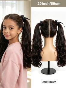 Tie-Up Double Wave Ponytail Hair Extensions, Synthetic Fiber Curly Drawstring Ponytail Wig, Suitable For Girls, Soft Large Wave Curly Hair Piece, Easy To Wear, Suitable For Daily, Halloween, Christmas Party And Cosplay, Multiple Lengths Available - Multicolor - View 21