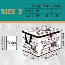 1PC Foldable TNT Storage Box, Floral Vintage Sewing Machine Slogan Print Any Day Spent Sewing Is A Good Day, Zipper Lid With Handles, Collapsible Storage Bin For Sewing Supplies Fabric Craft Home Organizer - Multi-color - View 12