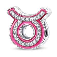 1pc Silver-Plated 12 Zodiac Signs Hollow Beads, Full Set Of Zodiac Symbols With Soft Pink Enamel And Full Zirconia Stones, Sweet Girl Style, Suitable For Various Basic Bracelets And Necklaces, Handmade DIY Jewelry Accessories, Zodiac Memorial Gift Accessories - Multicolor - View 13
