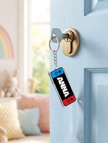 1pc Custom Text Game Console Keychain, Game Controller Style Bag Charm, Personalized Text Backpack Pendant, Game‑Lovers Themed Accessory Gift - Multicolor - View 2