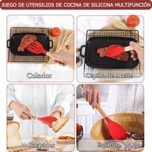 LÈRFM [MXBTG]1 set Conjunto de 12 piezas de utensilios de cocina en silicona, juego de utensilios antiadherentes resistentes a altas temperaturas, con asas de madera, herramientas domésticas universales para cocina,Conjunto de utensilios de cocina + pared de almacenamiento para cocina - Blanco - Ver 6
