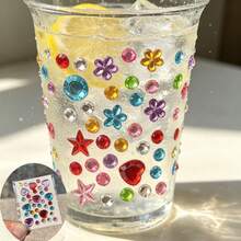 Mini Rhinestone Stickers - Self-Adhesive Multi-Color Mixed Shapes (Heart, Star, Flower) Suitable For DIY Crafts, Nail Art, Face And Body Decoration - Shiny Acrylic Rhinestones For Jewelry Making, Hair Accessories, Craft Supplies, Handmade Decor - View 2