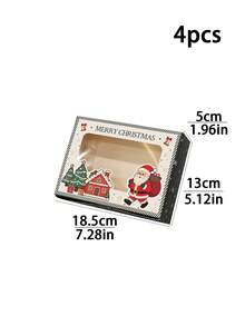 4pcs/12pcs/24pcs Christmas Window Gift Boxes, Printed Santa Claus & Reindeer Gift Empty Boxes, Holiday Party Gift Packaging For Cookies, Snowflake Crisps, Candy, Desserts Storage - View 15