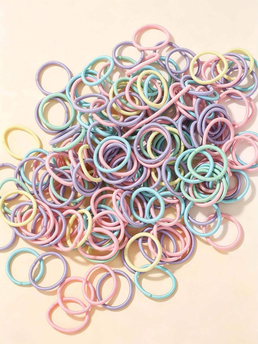 50pcs Women's Hair Ties, 2cm Hair Bands, Rubber Bands, Elastic Hair Ropes, Small Rubber Bands Decoration, Daily Commute - Multicolor - View 1