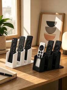 3D Printed 3-Slot Remote Control Storage Rack Can Hold 3 Remote Controls Aesthetic Organization Box For TV Audio Light Remote Controls And Office Supplies Practical Desktop Storage Stand Essential Home Decor Must-Have Gift Christmas Halloween - Multicolor - View 3
