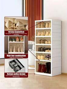 3/6/9LayerHome Multi‑layer Shoe Storage Cabinet, White Foldable Shoe Organizer with Transparent Cover, Dust‑resistant Storage for Sneakers, Heels and Tall Boots - Ver 6