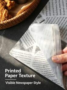 50pcs Newspaper Print Food Wrapping Paper, Grease‑Resistant Liner Sheets, Oil Proof Decorative Paper For Fries, Burgers, Fried Snacks, Restaurant, Kitchen, Party Food Serving, Disposable Sandwich Basket Liner For Food Display - Multicolor - View 6