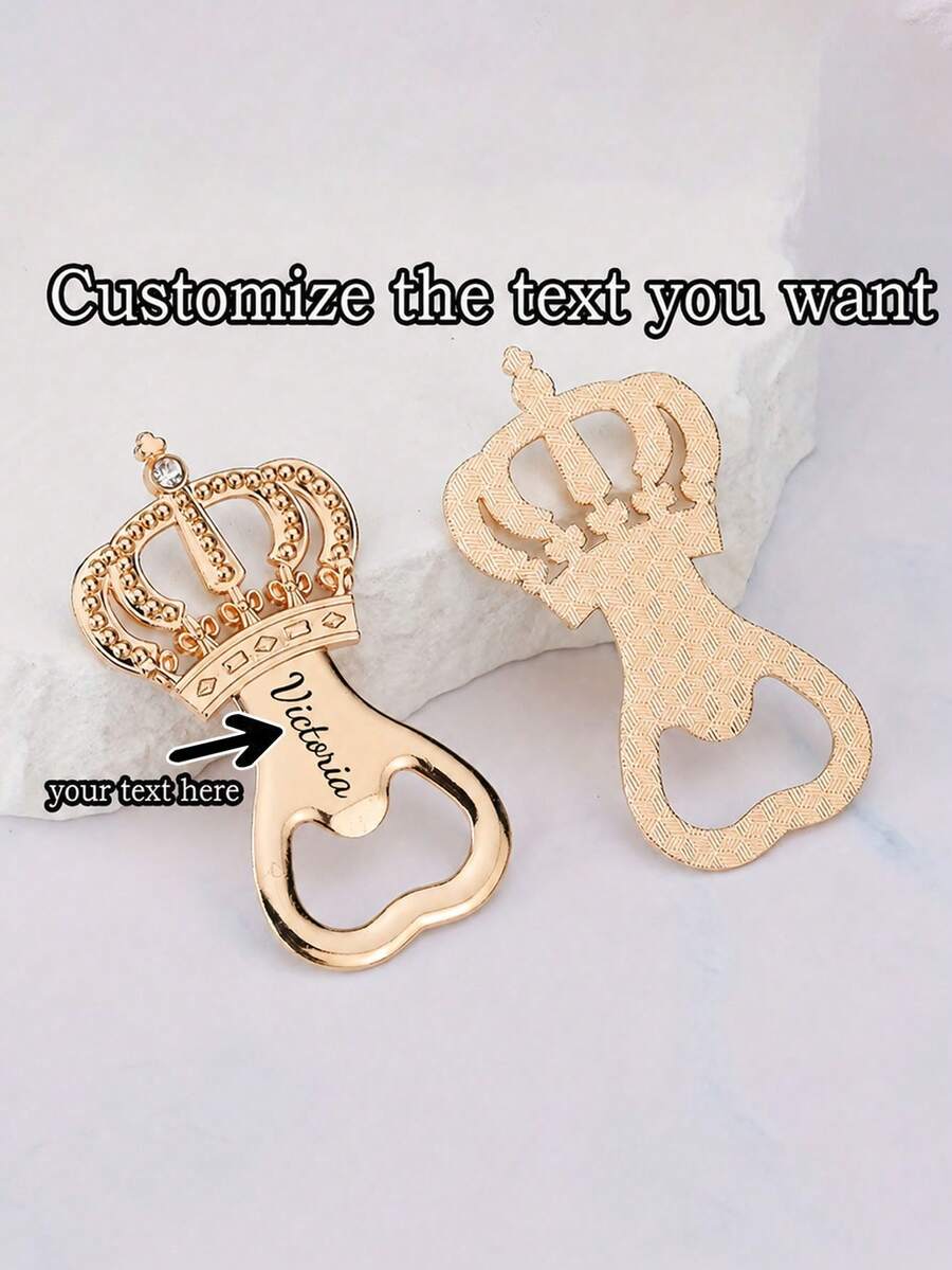 5/10Pcs Laser Engraving Allows For Customized Text. This Is A Crown-Shaped Beer Opener. It Can Be Engraved With Personalized Text. It Is Suitable For Giving As A Gift Or For Personal Use. - Multicolor - View 1
