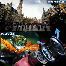 Máy ảnh kỹ thuật số NBD 5K 64MP cho Vlog, màn hình lật 180°, đèn flash tích hợp, chức năng selfie, đi kèm bộ nhiều ống kính gồm ống kính góc rộng 52mm và ống kính macro, quà tặng hoàn hảo cho người đam mê nhiếp ảnh dịp Giáng sinh và Halloween - Xem 6