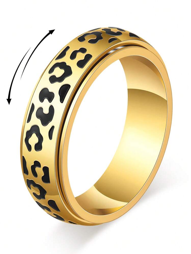 BaoDeFeer Black Leopard Print Fidget Ring - Spinner Rings For WomenDiscreet Anxiety Relief Jewelry With Cheetah Print Design For Work, Office & Daily Wear‌ - Women's Personalized Rings - View 22
