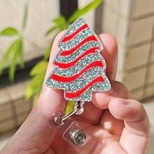 1pc Christmas Retractable Badge Reel, Cute Snowman & Snowflake Pattern Retractable Card Holder, Suitable For Nurses, Doctors, Teachers, Back To School, Halloween, Christmas - A - View 2