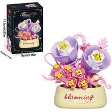 Mini Floral Potted Plant Building Block Set, DIY Eternal Bouquet Miniature Building Block Kit, Artificial Flower Desktop Decor Ornament, Creative Assembly Educational Toy, Suitable As Gift For Women And Girls - Multicolor - View 18