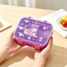 Sanrio 1pc Hello Kitty & My Melody 4-Compartment Odor-Proof Lunch Box - 1750ml Extra Large Capacity Bento Box. Microwave Plastic, Sealed Divided Container, Cute Anime Character Design, Portable Lunch Box Suitable For School, Office, Travel - Sanrio Fan Gift, Student Lunch Box, Leak-Proof Design, Double Layer Container, Birthday Gift, Back To School - Multicolor - View 10