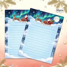 Christmas Theme Stationery, 30 Sheets/Pack, Suitable For Letter Writing Or Note Taking, High-Quality Paper Easy To Use, Festive Artistic Border Design - Rectangle - View 7