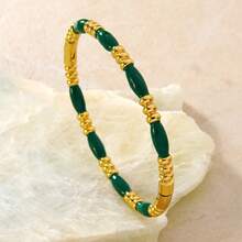 1pc Stainless Steel Colorful Beaded Epoxy Enamel Bracelet, Macaron Color, Unisex - Resin Bracelet - View 8