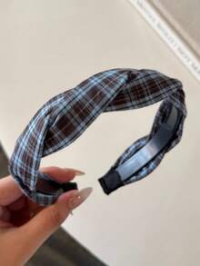 1/3PCS Korean Style Fabric Plaid Headband, Elegant Fashion Cross Wide Headband, Versatile Non-Slip Hair Accessory For Women - Multicolor - View 10