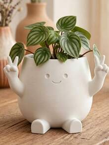 Cute Expression Planter, Succulent Plant Pot, Meditation/Hug/Heart Gesture, Indoor Decorative Plant Pot, Candy Storage Desktop Organizer Box, Home Office Decor, Plant Lover Gift - A - View 7