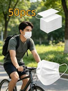 200/100/50/25/1pc Disposable Face Masks, 3 Colors Available, Skin-Friendly & Soft, 3-Layer Protection, Elastic Ear Loops - Ideal For Home, School, Office, Outdoor And Camping! - Multicolor - View 10