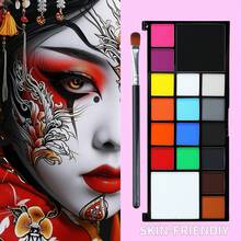 JIHUIPAI Kit Cat Wajah & Tubuh Berbasis Air 18 Warna dengan Kuas & Botol Semprot – Tidak Iritasi, Mudah Dicuci, Sempurna untuk Halloween, Pesta Ulang Tahun & Riasan Panggung - Cat yang larut dalam air - View 3