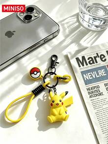MINISO Pokemon 皮卡丘 & 耿鬼包包掛飾鑰匙圈，附寶可球掛飾手腕帶，適用於手提包、背包、鑰匙，生日聖誕禮物 - 款式 1 - 查看 7