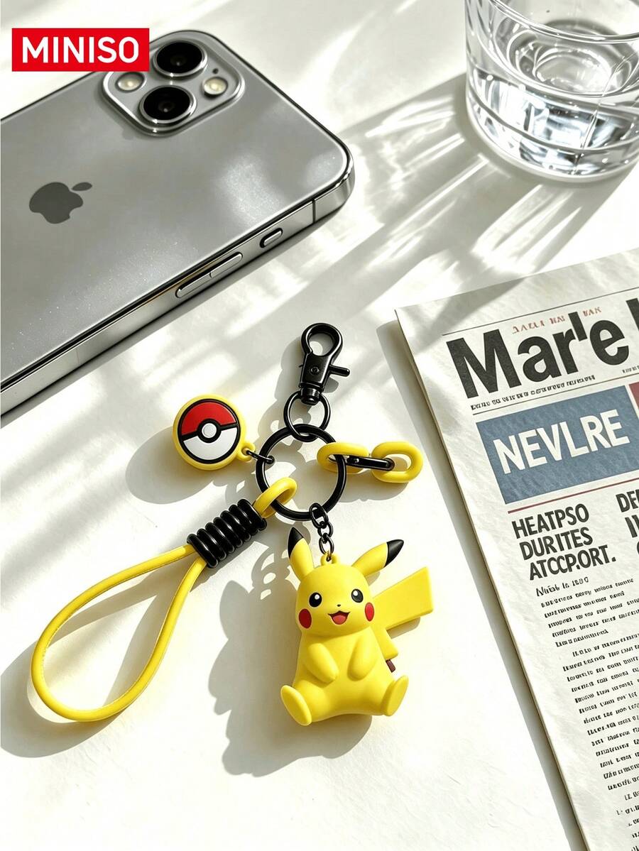 MINISO Pokémon 皮卡丘 & 耿鬼包飾吊飾鑰匙圈,附寶可球吊墜腕帶,適用於手提包、背包、鑰匙,生日與聖誕禮物 - 款式 1 - 查看 1