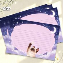 Kertas Surat Bertema Kucing yang Lucu, 30 Lembar/Paket, Kertas Premium, Pinggiran Bunga, Gaya Desain Seni Orisinal, Dekorasi Pola Kucing - Rectangle - View 9