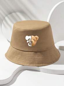 1pc Unisex Skull Bear Outdoor Casual Bucket Hat - Multicolor - View 11