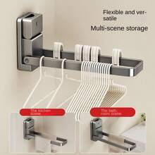 This Foldable Towel Rack With Suction Cups Is Perfect For Hanging By The Sink, Featuring A Drill-Free Design Kitchen Sink Towel Rack, Bathroom Towel Rack, Suction Cup Towel Rack, Drill-Free Storage Rack, Foldable Towel Bar, Wall-Mounted Towel Rack, Kitchen And Bathroom Storage - Multicolor - View 9