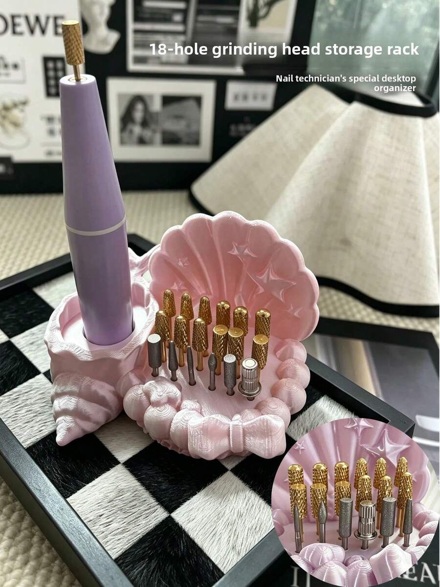 Nail Art Storage 3D Printed Cute Pink Ocean Seal Nail Drill Storage Rack, Nail Tool Storage Rack With Grinding Head Groove, Space Saving Nail File And Brush Storage Box, Suitable For Nail Salons And DIY Nail Products At Home - Multicolor - View 1
