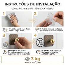 Pendurador Auto Colante Luxo Bolinha Dourada Cabideiro Moderno Adesivo Quarto Cozinha - Visão 11