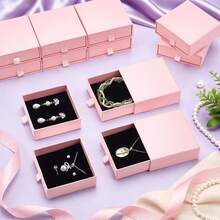 1/5/10 piezas Caja de joyas rosa, caja de almacenamiento con cajón pequeño, soporte portátil para exhibición de pendientes, anillos, collares y pulseras, forro de esponja negra, apilable, almacenamiento de tocador de dormitorio, organizador de joyas de viaje, almacenamiento de cosméticos diarios y accesorios pequeños, caja de embalaje de regalo - Multicolor - Ver 6