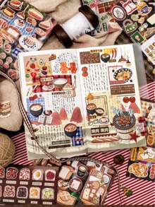Yanji Old Days Fantasy Series Embroidery Theme Sticker Book Japanese Food Ins Style Planner DIY Decoration Stickers - A - View 8