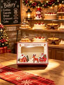 6pcs/12pcs/24pcs Christmas Window Gift Boxes, Santa Claus Pattern Paper Boxes, Holiday Favor Packaging Boxes, Suitable For Cookies, Snowflake Crisps, Nougat, Candy, Baking Gifts - View 9