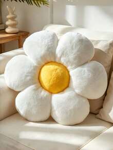Bantal Hias Motif Bunga, Bantal Dekoratif Hijau Daisy 15,7 Inci | Bantal Dekoratif, Berbentuk Bunga, Bantalan, Cocok untuk Sofa Bed... - Putih dan kuning - View 2