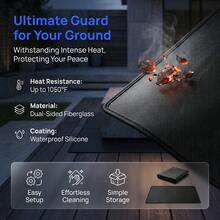 Queenrain Rectangular Fireproof Grill Mat, High Heat Resistant Camping Stove Mat, Portable Waterproof Deck Protector For Outdoor Patio Fire Pit - B - View 2