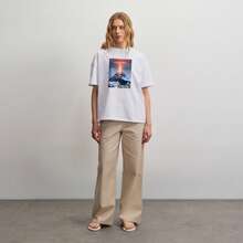 Oversized Graphic Print T-Shirt In Soft Breathable Cotton, Y2K Style, Unisex For Daily Wear, Home, And Casual Outfits - White - View 3