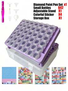 New Diamond Painting Tool Kit, Bead Bottle Storage Rack, 42 Mini Bead Storage Boxes, 4 Sticker Sheets, 1 Large Storage Box, DIY Craft Supplies - Set - View 16
