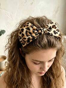 1pc Brown Vintage Leopard Print Hair Hoop, Elegant Versatile Sweet Princess Style Hair Hoop, Lolita Hair Accessory, Perfect Birthday Gift - Brown - View 3