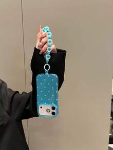 New Blue Polka Dot Phone Case Compatible With Apple 17 Pro Max, 16, 15 Pro, Unique High-End Niche Design With Crossbody Strap, Full Coverage Protective Cover For Women - Blue - View 2