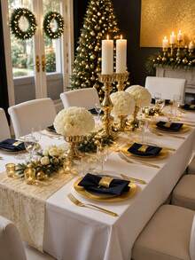 1pc Elegant Gold Glitter Tulle Table Runner, Romantic Bohemian Style Tablecloth, Home Decor, Party Decoration, Table Centerpiece Decoration, Christmas Decoration, Suitable For Wedding, Birthday Party, Bridal Shower And Christmas Tree Decoration - Broken Gold - View 9