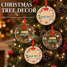 Custom Round Christmas Ornament With Text, Personalized Festive Holiday Hanging Decor, Cheerful Santa Snowman Christmas Tree Style, Customized Christmas Tree Ornament, Customizable Name Keepsake, Christmas Home Decor, Holiday Gift, Christmas Gift - Style a - View 5