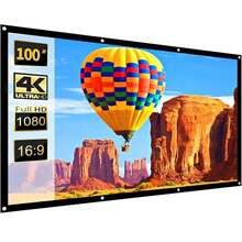VOJCBKRE 100 Inch Outdoor Movie Projector Screen, Portable Foldable Wrinkle-Resistant 16:9 Projection Screen, Home Theater Movie Screen (With Hooks) - View 2