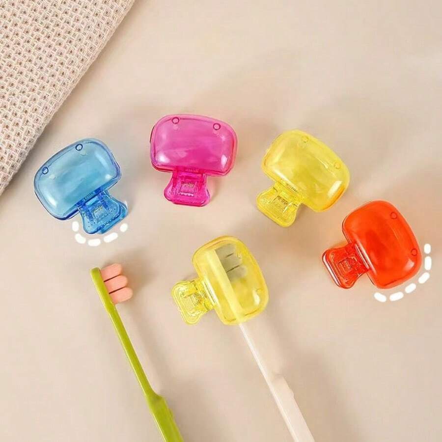 4pcs Portable Toothbrush Head Storage Box - Blue PP Protective Cover Holder, Suitable For Travel, Daily Use And Outdoor Bathroom Accessories, Travel Toothbrush Case | Vibrant Design | Polypropylene Lid - Multicolor - View 1