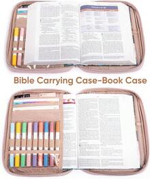 APLUFINE - Funda de Biblia para mujer, funda de transporte suave con accesorios, soporte para niñas, funda portadora, bolsa de iglesia - Rosa Oxidada - Ver 3