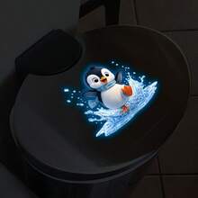 1Pc Cute Penguin Glow In The Dark Wall Sticker, Self-Adhesive Luminous Cartoon Wall Decal For Kids Room Bedroom Light Switch Home Decor - Multicolor - View 3