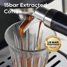 HiBREW H5A 15-Bar Semi-Automatic Espresso Machine, 1.2L Large Capacity, Removable Water Tank For Easy Cleaning, Visual Temperature Gauge, 51mm Comfortable Handle, One-Touch Espresso Extraction - EU F Type Plug(220-240V) - View 4
